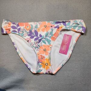 NINETY-NINE Degrees Large Floral White‎ Orange Purple Bikini Bottoms NWT